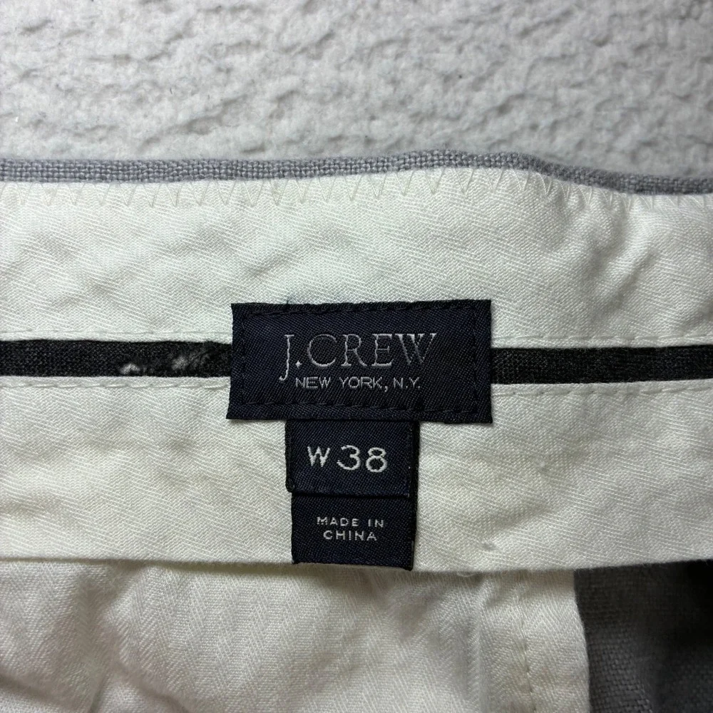 J Crew Ludlow Linen Pants Men 38x30 Gray Irish Preppy Cuff Dress Trouser Somelos